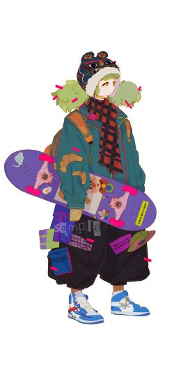 [2436x1125]滑板 女孩 潮流 AJ 苹果手机动漫壁纸图片