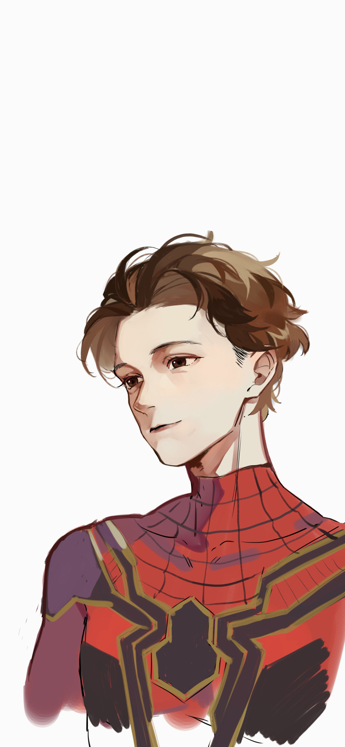 [2436×1125]漫威英雄 蜘蛛侠 荷兰弟 手绘版 苹果手机动漫壁纸图片