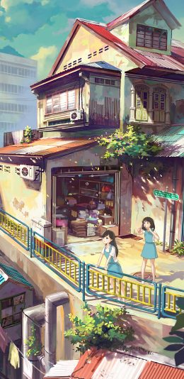 [2436x1125]漫画 场景 日本 建筑 房屋 苹果手机动漫壁纸图片