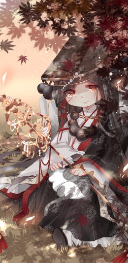 [2436x1125]漫画 少女 佛系 锡杖 苹果手机动漫壁纸图片