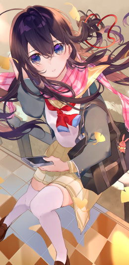 [2436x1125]漫画 少女 长发 二次元 苹果手机动漫壁纸图片