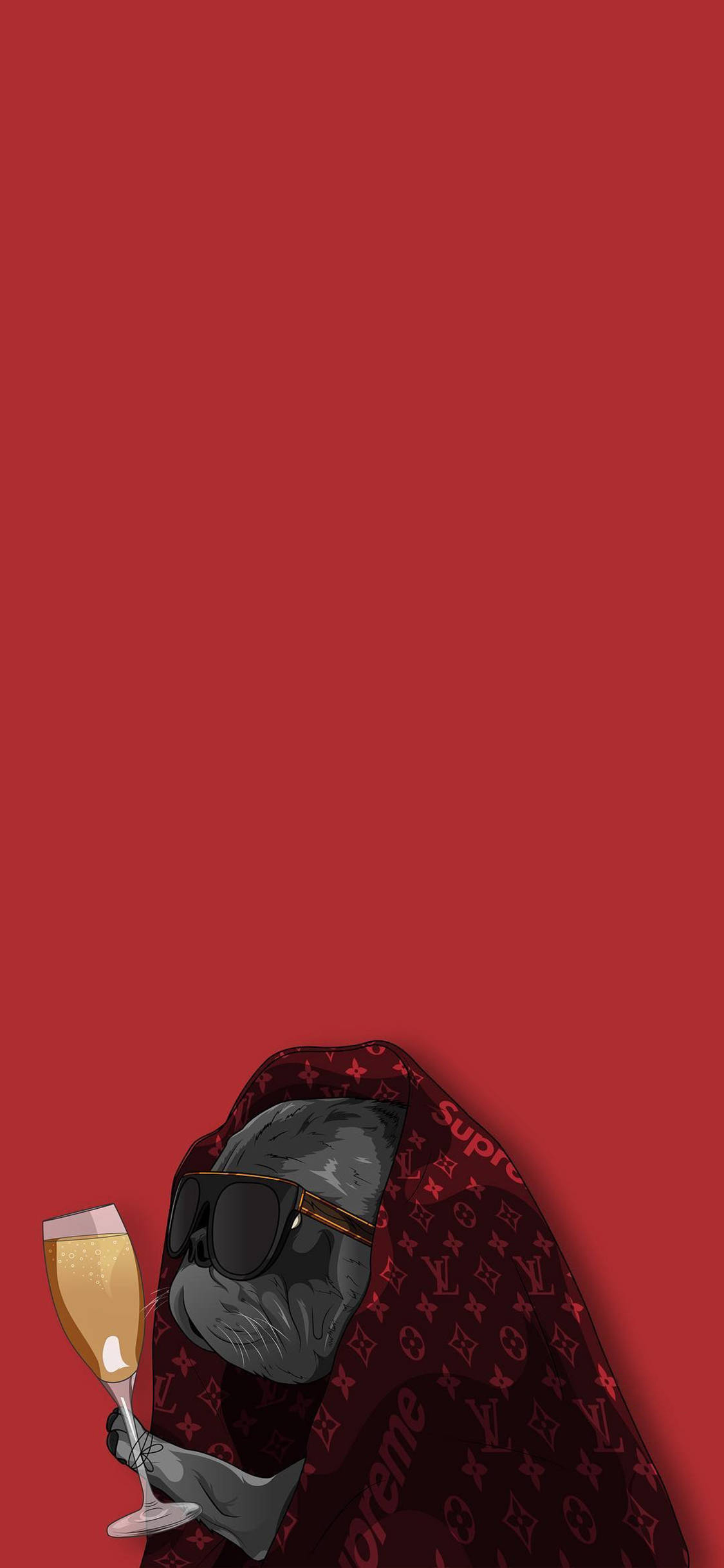 [2436×1125]潮图 LV 披巾 法斗犬 苹果手机动漫壁纸图片