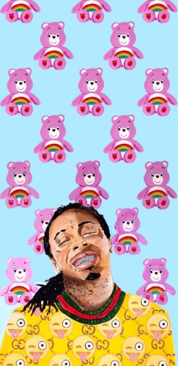 [2436x1125]潮图 品牌 Gucci 彩虹小熊 平铺 苹果手机动漫壁纸图片