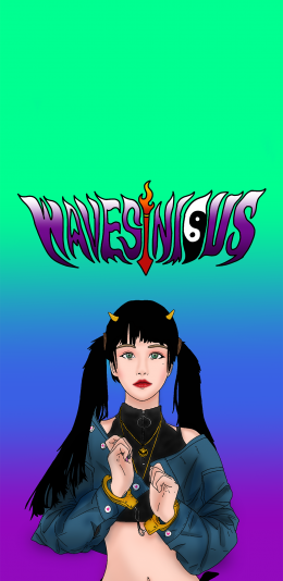 [2436x1125]潮图 女孩 个性 渐变 苹果手机动漫壁纸图片