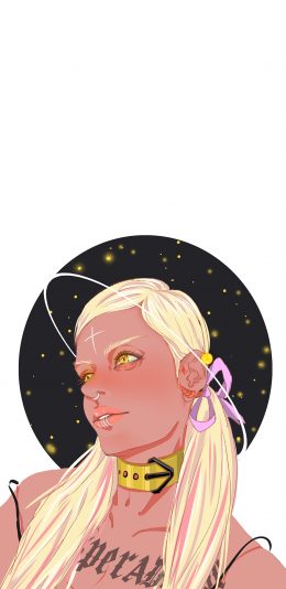 [2436x1125]潮图 女孩 纹身 欧美风 苹果手机动漫壁纸图片