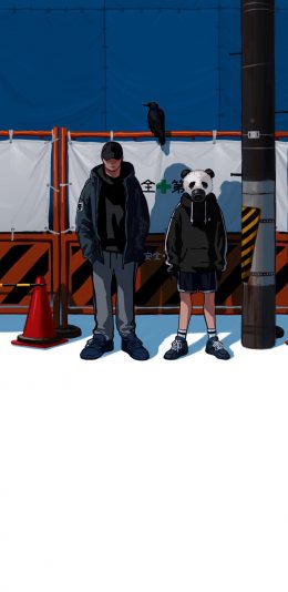 [2436x1125]潮图 工地 服饰 熊猫头 苹果手机动漫壁纸图片