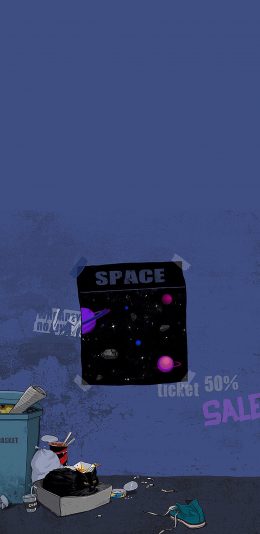 [2436x1125]潮图 广告 垃圾堆 黑猫 苹果手机动漫壁纸图片