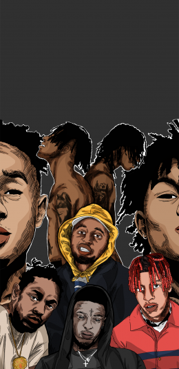 [2436x1125]潮图 插图 rapper 脏辫 音乐人 合集 苹果手机动漫壁纸图片