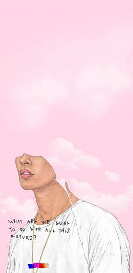 [2436x1125]潮图 插画 人物 粉色系 苹果手机动漫壁纸图片