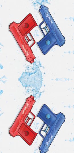 [2436x1125]潮图 气枪 supreme 红蓝 苹果手机动漫壁纸图片