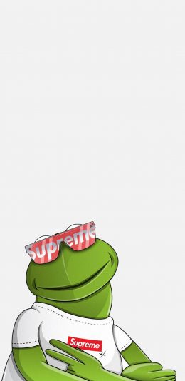 [2436x1125]潮图 科密特蛙 supreme 苹果手机动漫壁纸图片