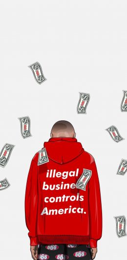 [2436x1125]潮图 背影 英文 美金 苹果手机动漫壁纸图片