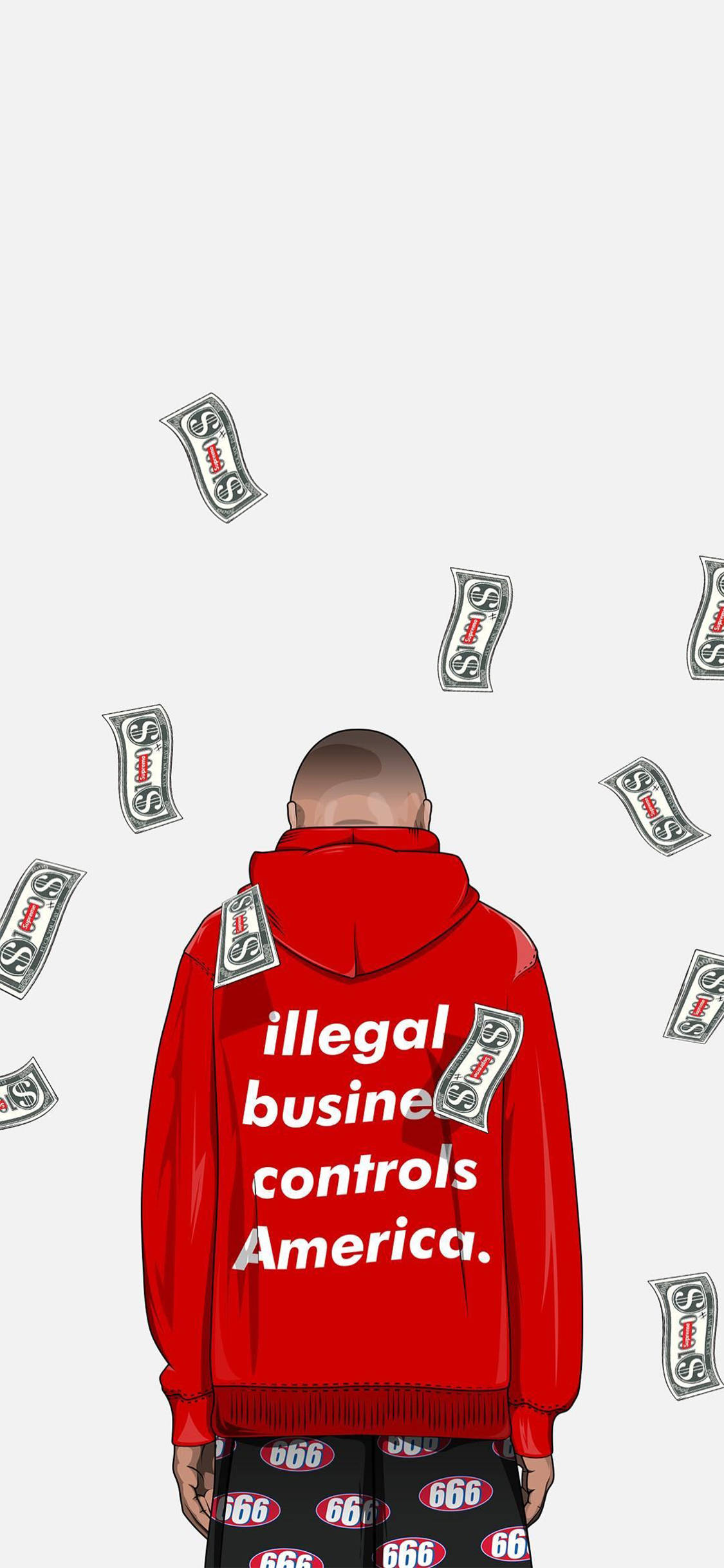 [2436×1125]潮图 背影 英文 美金 苹果手机动漫壁纸图片