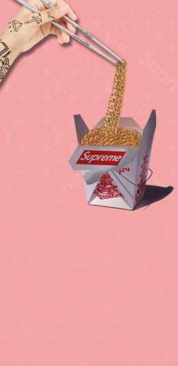 [2436x1125]潮图 金链子 supreme LV平铺 苹果手机动漫壁纸图片