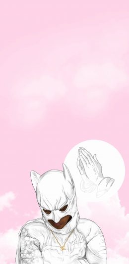 [2436x1125]潮图 面具 黑人 粉色 苹果手机动漫壁纸图片