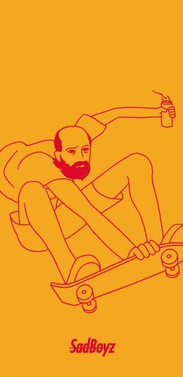 [2436x1125]潮图 黄色 滑板 sadboyz 悲伤男孩俱乐部 苹果手机动漫壁纸图片