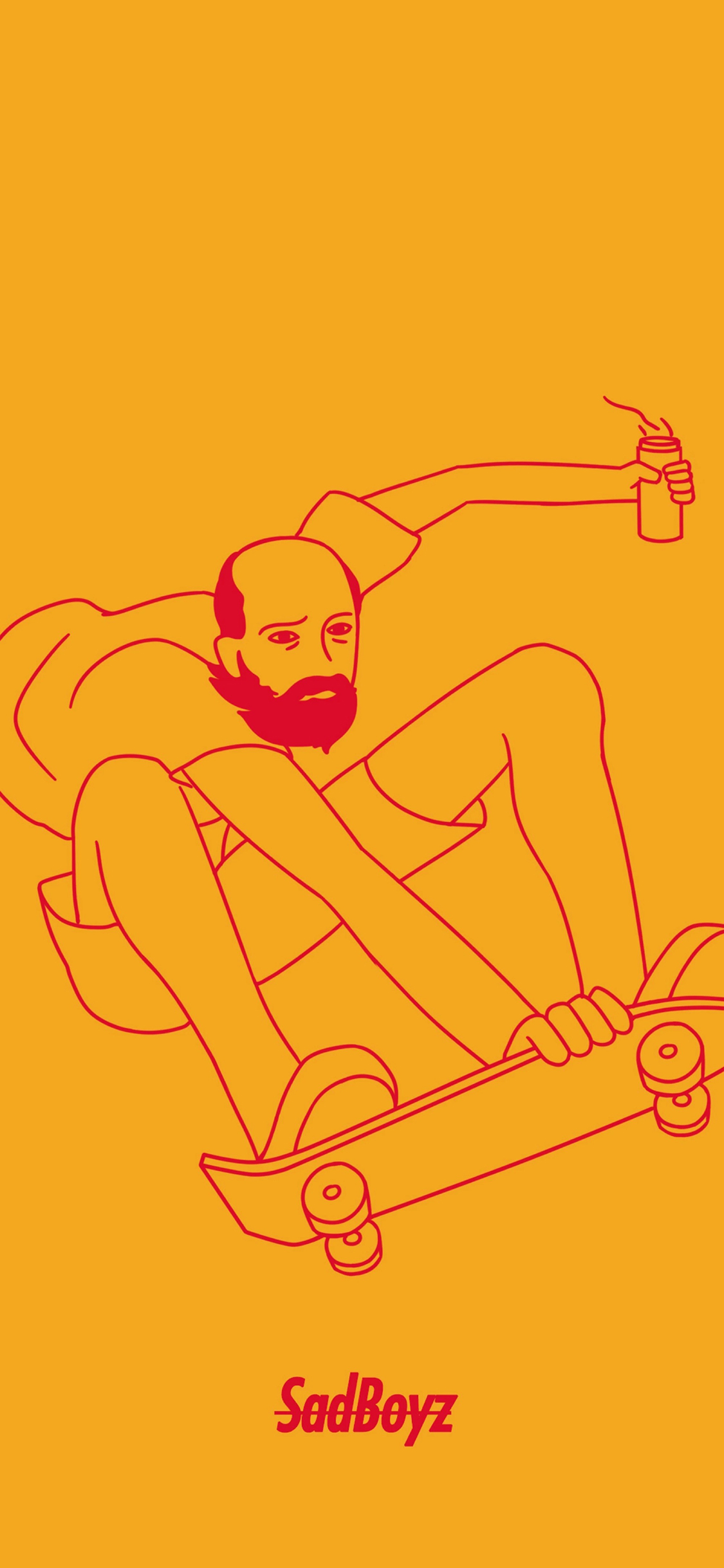 [2436×1125]潮图 黄色 滑板 sadboyz 悲伤男孩俱乐部 苹果手机动漫壁纸图片