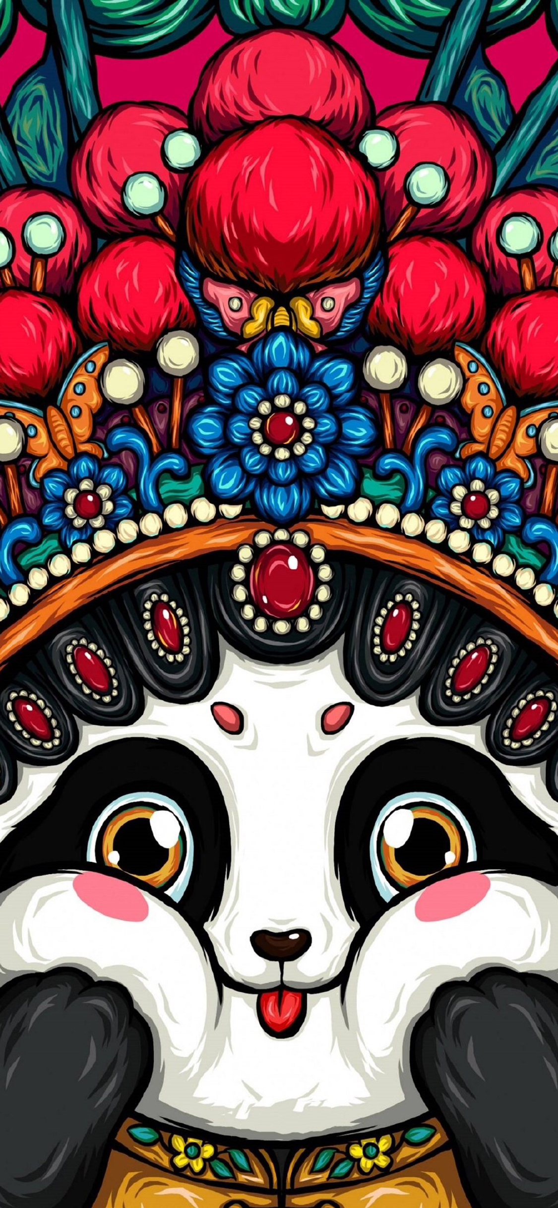 [2436×1125]潮流 品牌 东来也 国潮 脸谱 苹果手机动漫壁纸图片