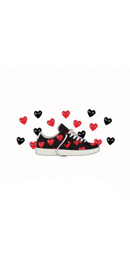 [2436x1125]潮牌 川久保玲 爱心logo 帆布鞋 卡通 苹果手机动漫壁纸图片