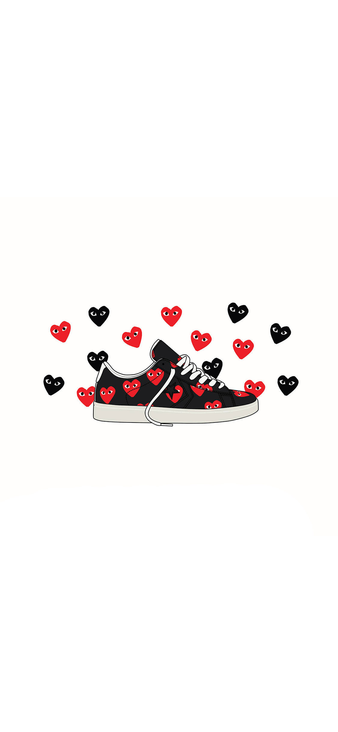 [2436×1125]潮牌 川久保玲 爱心logo 帆布鞋 卡通 苹果手机动漫壁纸图片