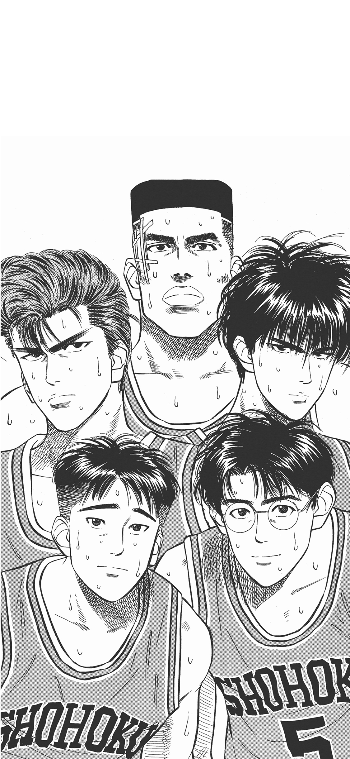 [2436×1125]灌篮高手 日本 漫画 樱木花道 黑白 苹果手机动漫壁纸图片