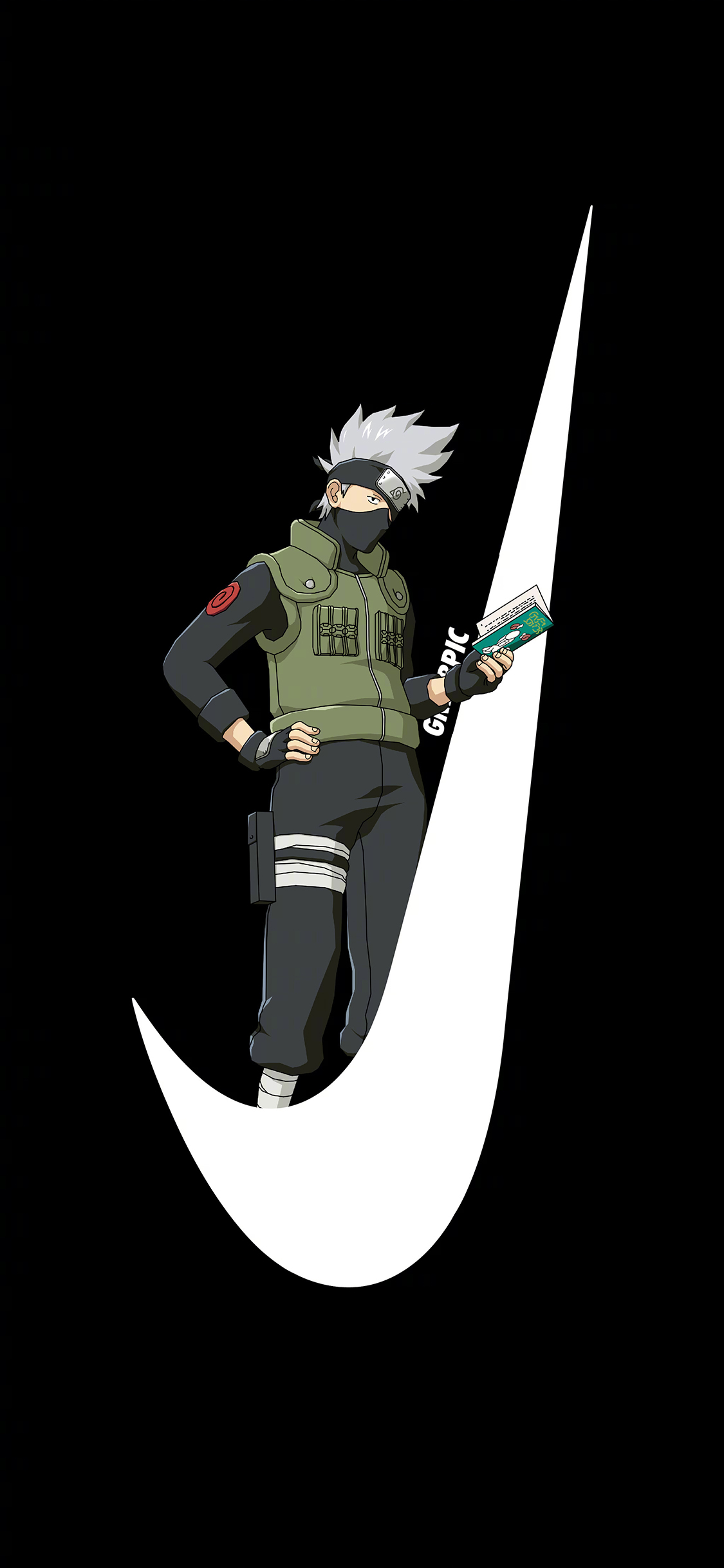 [2436×1125]火影忍者 日本 漫画 卡卡西 耐克 苹果手机动漫壁纸图片