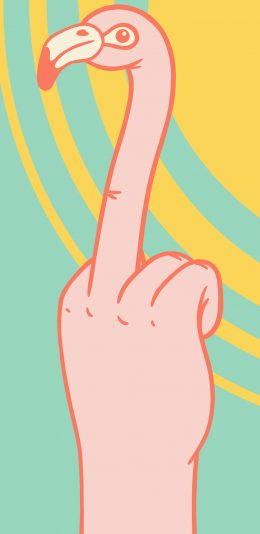 [2436x1125]火烈鸟 中指 手势 卡通 苹果手机动漫壁纸图片