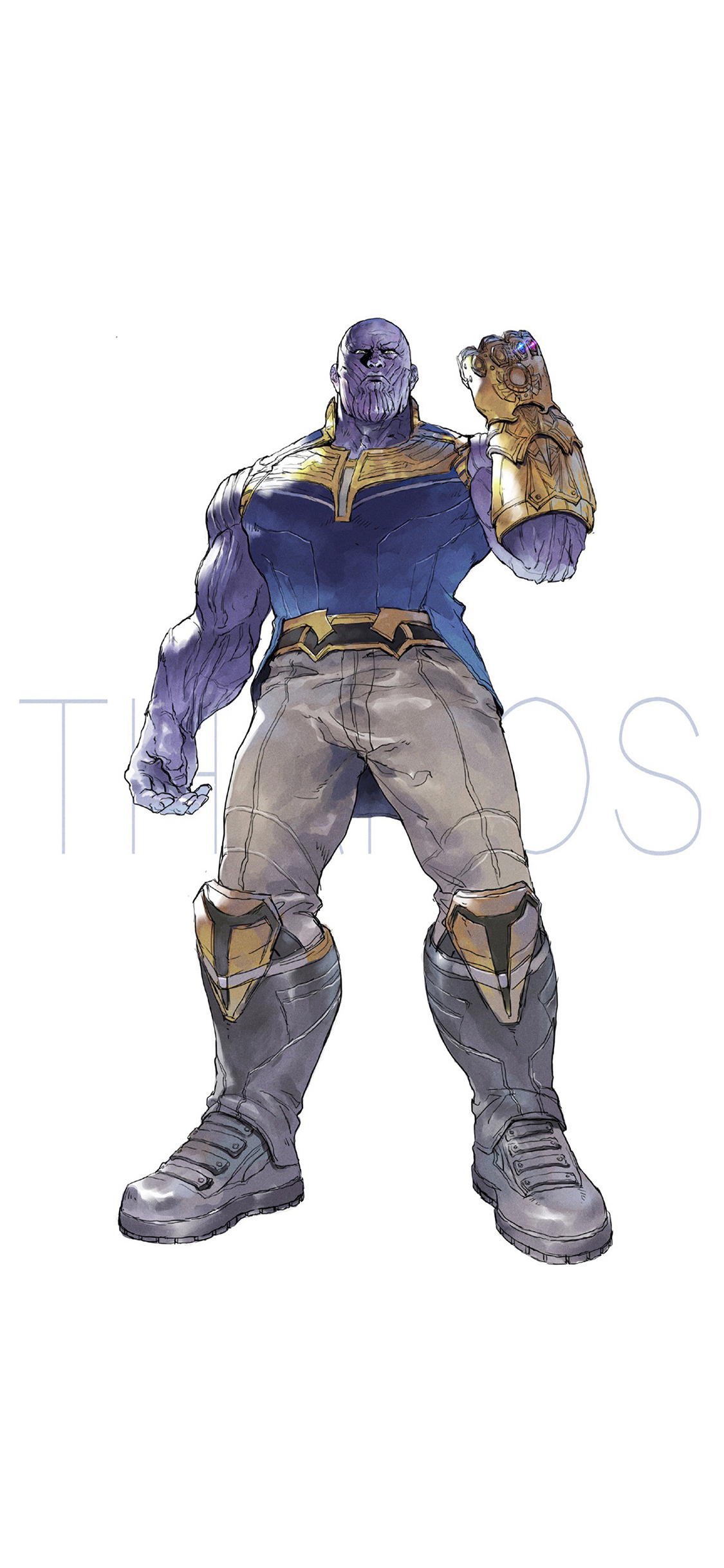 [2436×1125]灭霸 超级英雄 欧美 复仇者联盟 手绘 苹果手机动漫壁纸图片