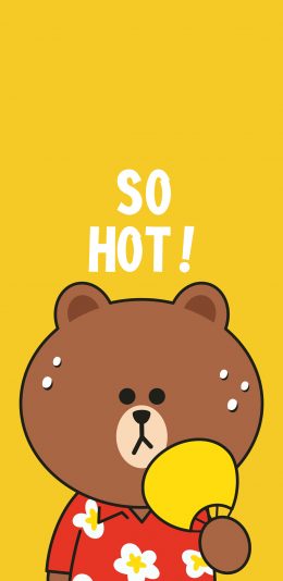 [2436x1125]热 so hot linefriends 布朗熊 黄色 苹果手机动漫壁纸图片