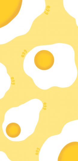 [2436x1125]煎蛋 荷包蛋 卡通 黄色 蛋黄 蛋白 苹果手机动漫壁纸图片