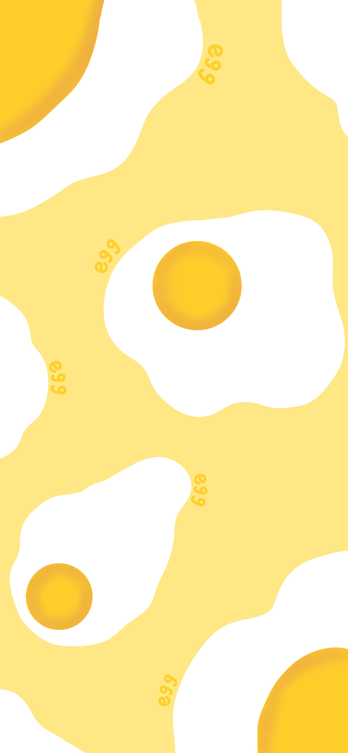 [2436×1125]煎蛋 荷包蛋 卡通 黄色 蛋黄 蛋白 苹果手机动漫壁纸图片