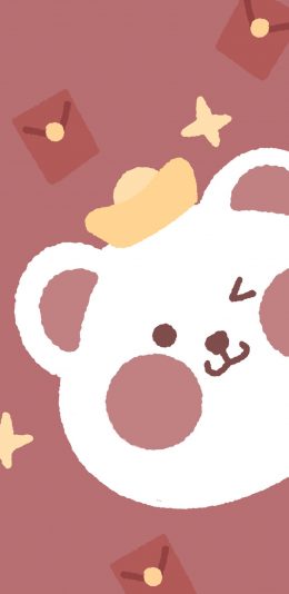 [2436x1125]熊 卡通 红色 红包 金元宝 苹果手机动漫壁纸图片