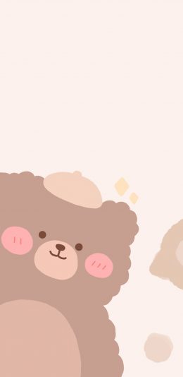 [2436x1125]熊 可爱 腮红 害羞 卡通 苹果手机动漫壁纸图片