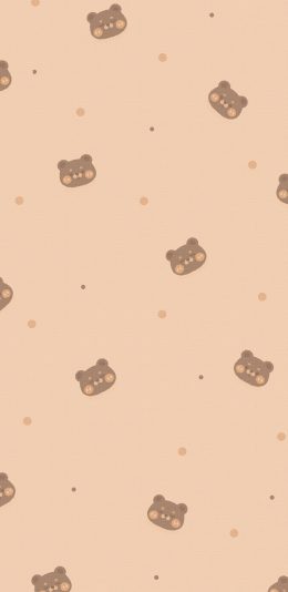[2436x1125]熊 平铺 可爱 卡通 波点 苹果手机动漫壁纸图片