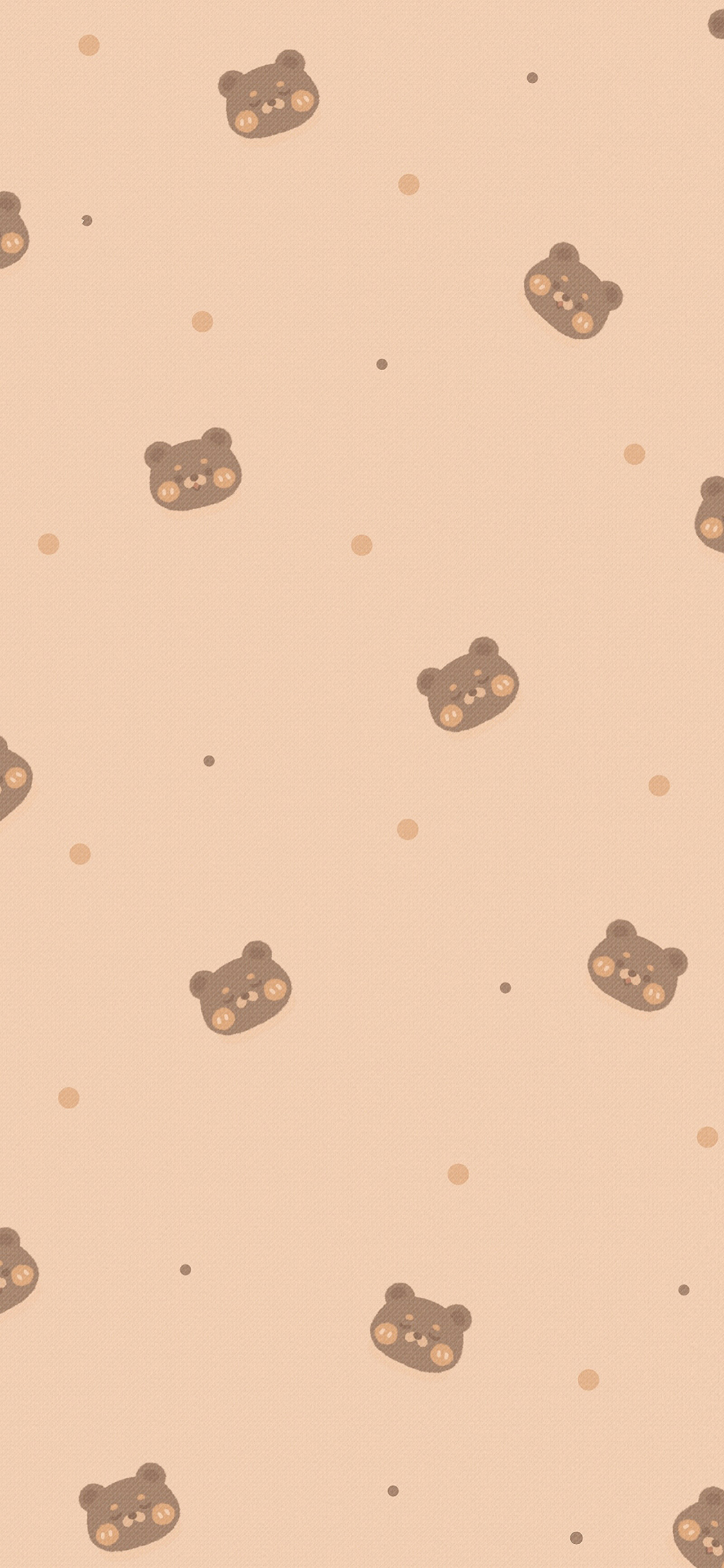 [2436×1125]熊 平铺 可爱 卡通 波点 苹果手机动漫壁纸图片