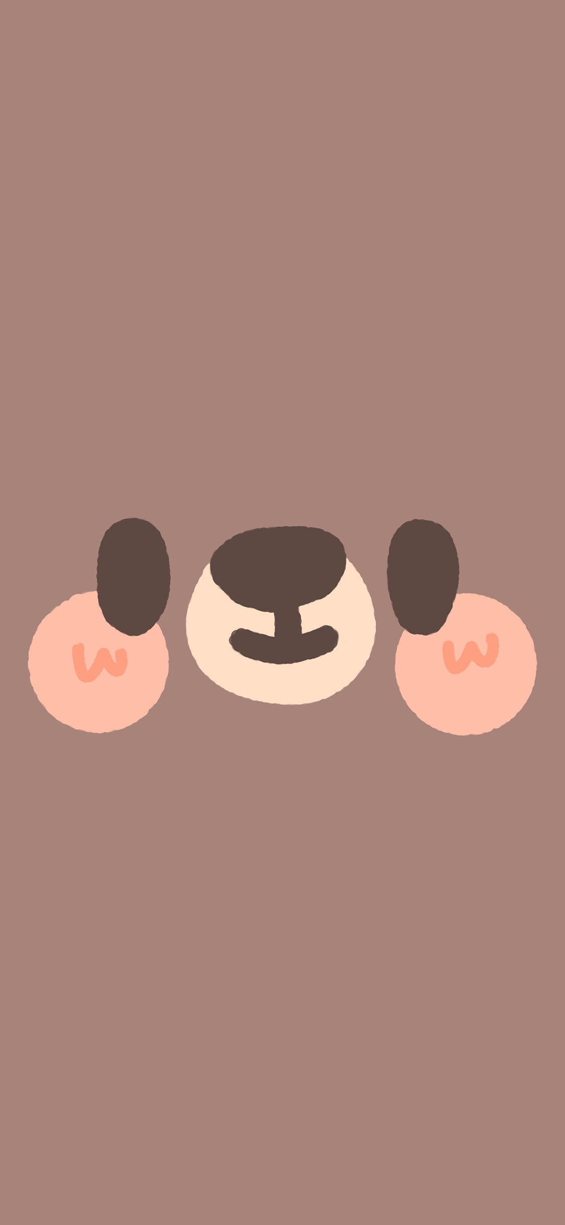 [2436×1125]熊 棕色 大头 表情 腮红 可爱 苹果手机动漫壁纸图片