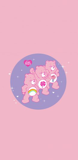 [2436x1125]熊 粉色 可爱 卡通 闪亮 苹果手机动漫壁纸图片