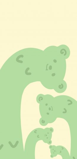 [2436x1125]熊 长脖子 绿色 滑稽 歪头 苹果手机动漫壁纸图片