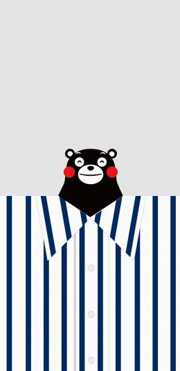 [2436x1125]熊本熊 卡通 日本 条纹衬衣 苹果手机动漫壁纸图片