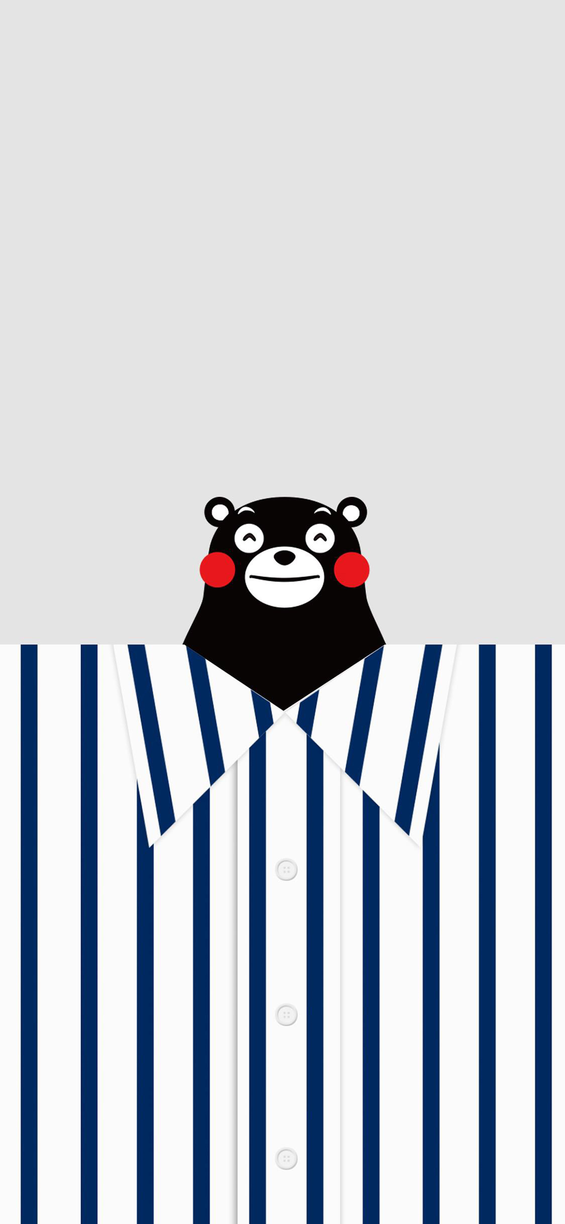 [2436×1125]熊本熊 卡通 日本 条纹衬衣 苹果手机动漫壁纸图片