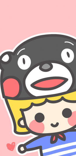 [2436x1125]熊本熊 帽子 女孩 卡通 可爱 苹果手机动漫壁纸图片