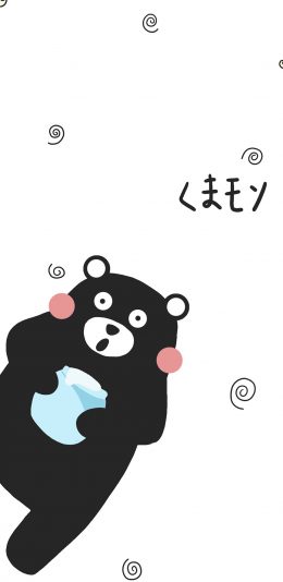 [2436x1125]熊本熊 黑白 绘画 卡通 苹果手机动漫壁纸图片