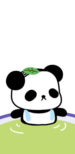 [2436x1125]熊猫 卡通 黑白 国宝 苹果手机动漫壁纸图片