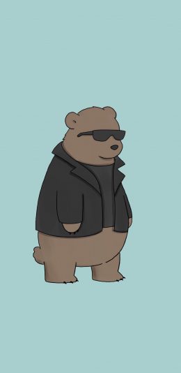 [2436x1125]熊老大 墨镜 创意 卡通 苹果手机动漫壁纸图片