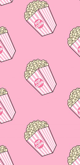 [2436x1125]爆米花 粉色 平铺 零食 苹果手机动漫壁纸图片