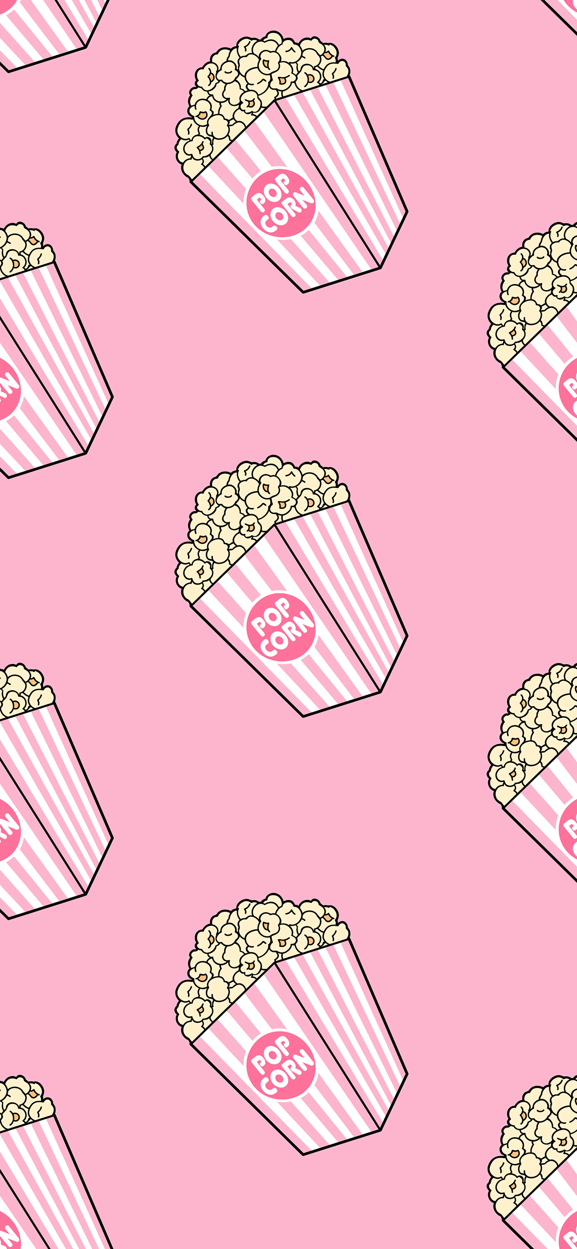 [2436×1125]爆米花 粉色 平铺 零食 苹果手机动漫壁纸图片