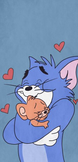 [2436x1125]爱心 动画 汤姆 杰克 猫和老鼠 苹果手机动漫壁纸图片