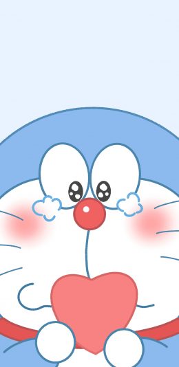 [2436x1125]爱心 哆啦A梦 叮当猫 哭 苹果手机动漫壁纸图片