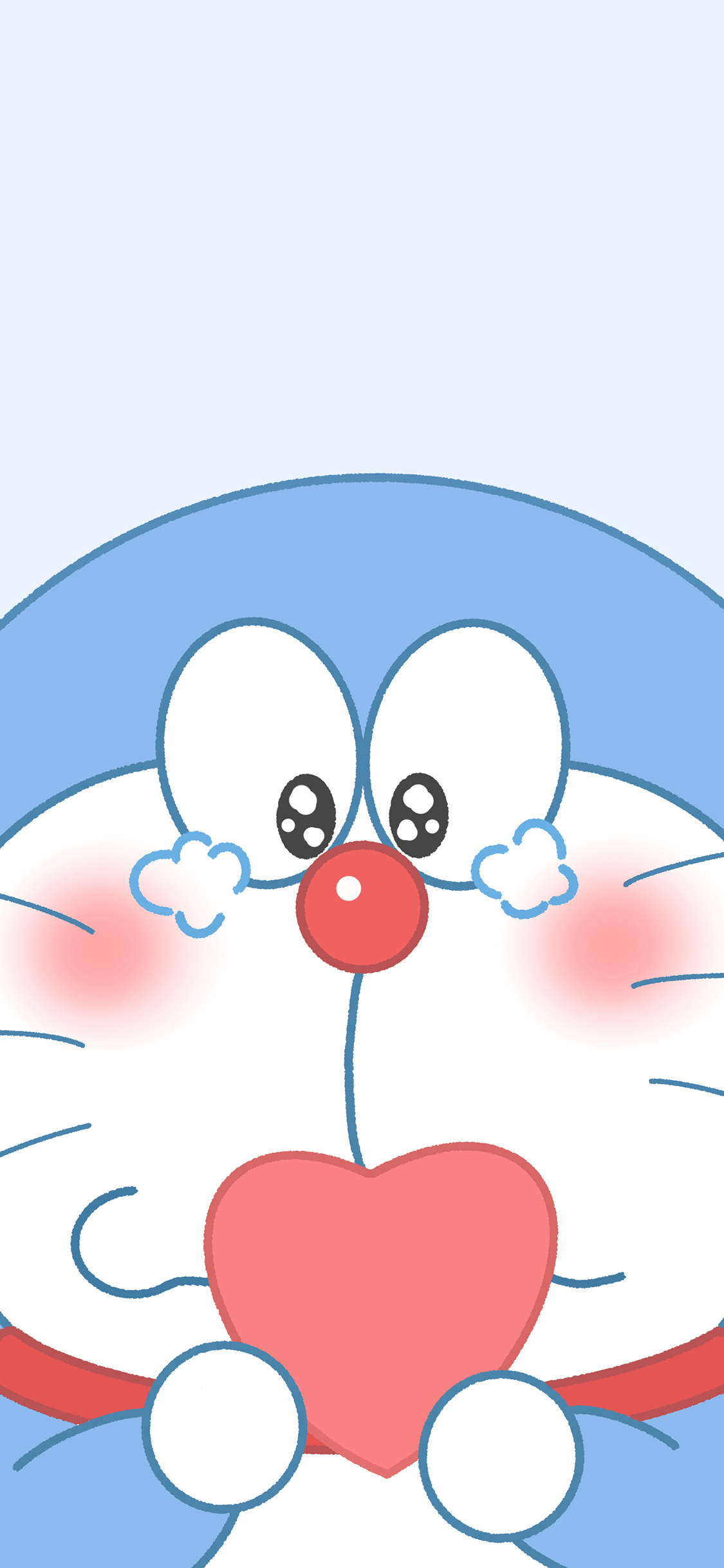 [2436×1125]爱心 哆啦A梦 叮当猫 哭 苹果手机动漫壁纸图片