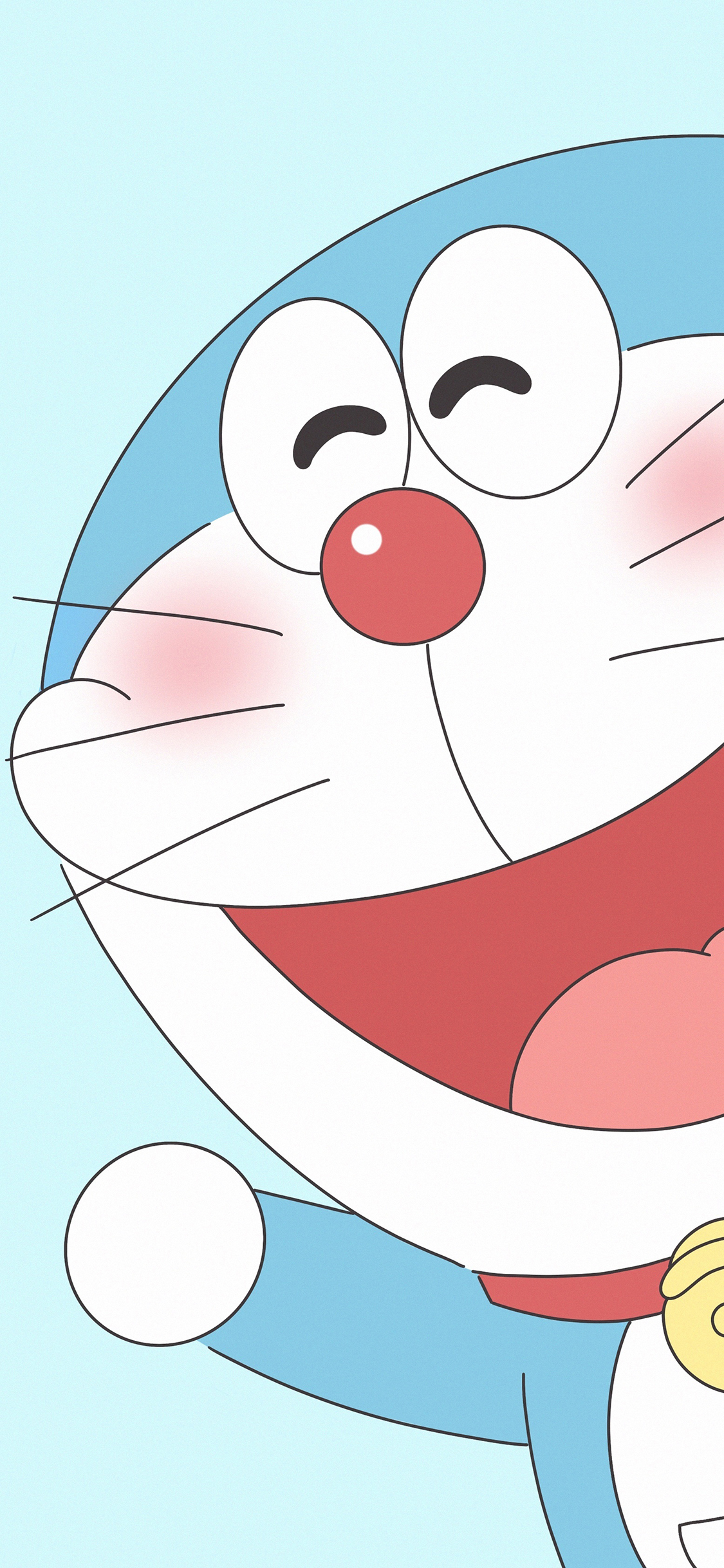 [2436×1125]爱心 哆啦A梦 叮当猫 笑容 开心 蓝色 苹果手机动漫壁纸图片